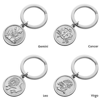 Personalised Sterling Silver Zodiac Keyring, 6 of 7