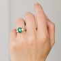 One Of A Kind Lab Grown Emerald Cut Green Diamond Engagement Ring, thumbnail 3 of 6