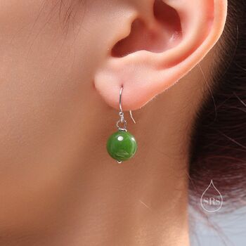 Natural Jasper Jade Hook Earrings In Sterling Silver, 6 of 12