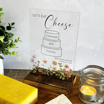 Floral Personalised Cheese Sign Clear, 3 of 7