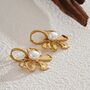 Monaco Ivory D’or Gold Pearl Ribbon Hoop Earrings, thumbnail 1 of 3