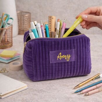 Personalised Soft Velvet Makeup Cosmetic Bag, 8 of 8