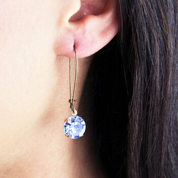 Round Blue Rhinestone Long Earrings, 2 of 7
