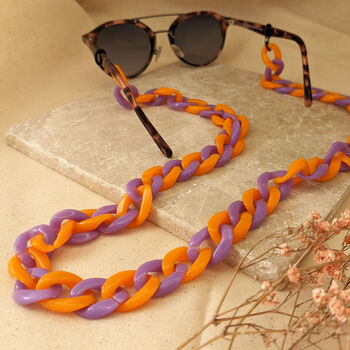 Glasses Chain Lilac And Orange Chunky Acrylic Chain, 6 of 11