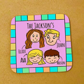 Personalised Family Coasters Pack Of Four, 4 of 6
