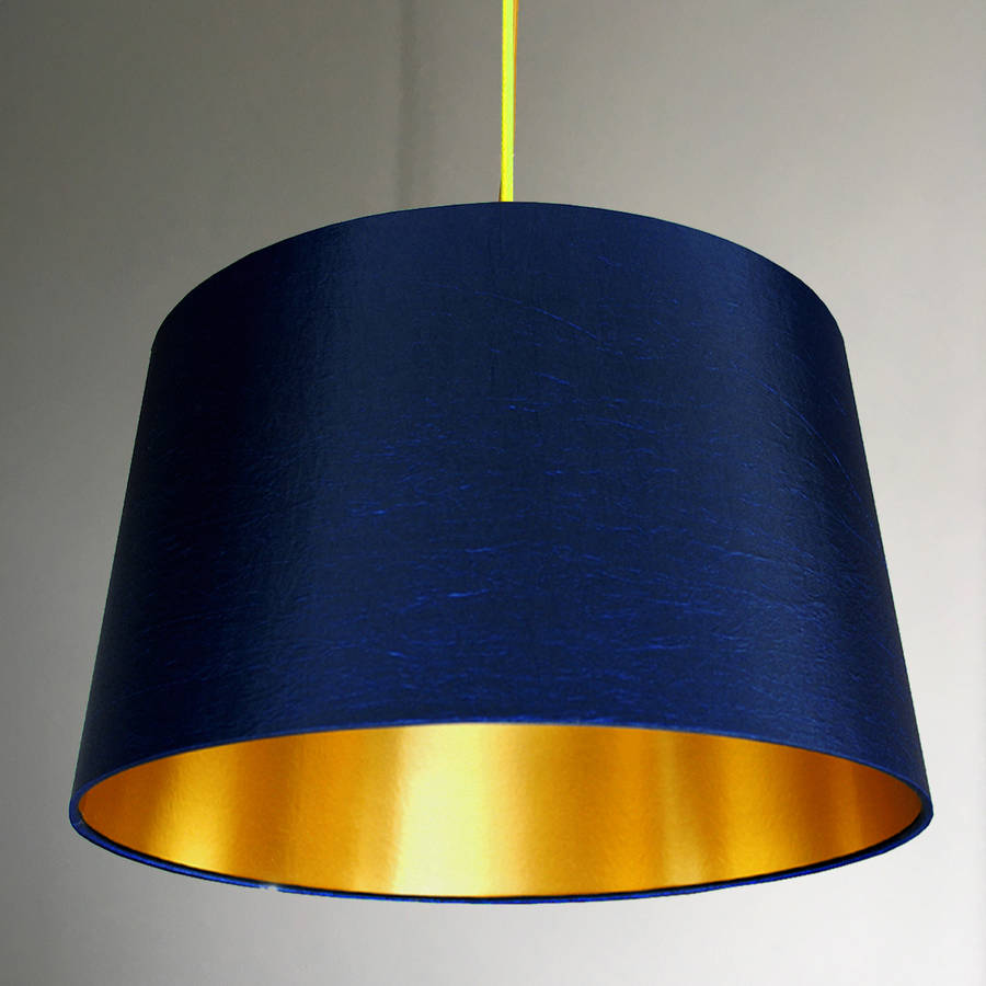 Midnight French Drum Shade With Copper Or Gold Lining By Love Midnight French Drum Shade With Copper Or Gold Lining