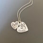 Personalised Double Heart Sibling Handprint Pendant, thumbnail 2 of 3