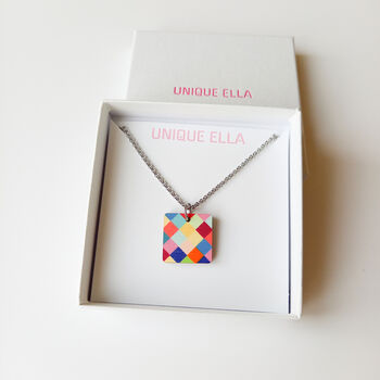 Choice Wooden Square Necklace Colourful Gift, 2 of 9