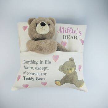 Personalised Childs Cushion With Teddy Bear, 5 of 9