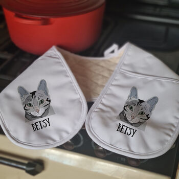 Personalised Pair Of Cat Oven Gloves, 3 of 12