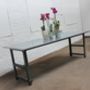 Saunders Zinc Table With Vintage Workbench Legs, thumbnail 1 of 7