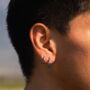 Silver Stainless Steel Hoop Earrings For Men, thumbnail 5 of 10
