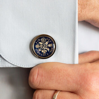 Sixpence Enamel Coin Cufflinks, 2 of 5