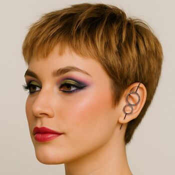 Sterling Silver Double Circle Topaz Ear Cuffs, 6 of 8