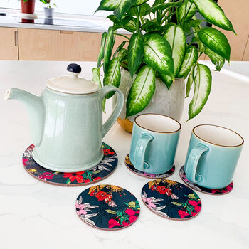 Bullfinch Pot Stand And Floral Coasters Set, 7 of 7