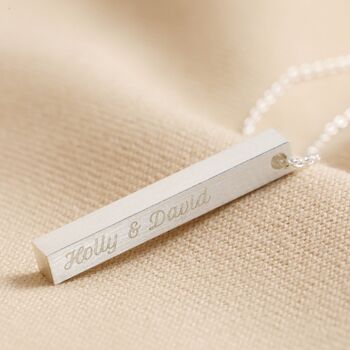 Personalised Bar Pendant Necklace In Silver, 4 of 11