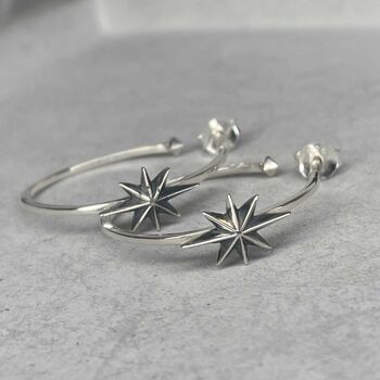 Sterling Silver North Star Hoops, 10 of 12