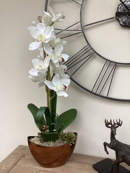 White Artificial Luxury Silk Cymbidium Orchid, 6 of 6