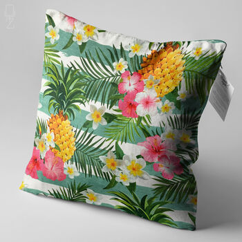 Tropical Cushion Cover With Floral, Leafy And Pineapple, 3 of 7