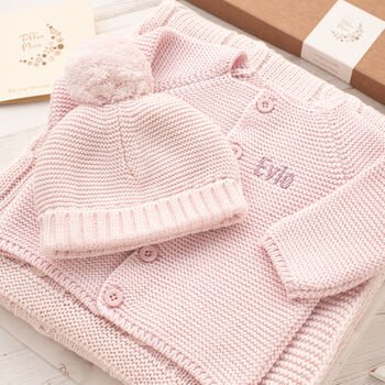 First Birthday Personalised Cardigan And Bobble Hat Set, 6 of 12