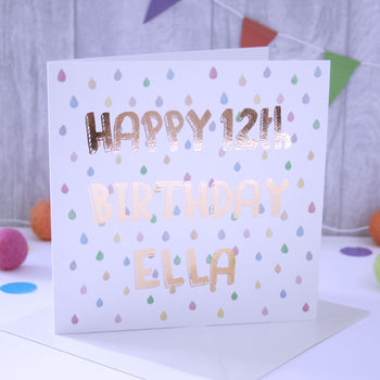 Personalised Birthday Card Raindrops, 2 of 4