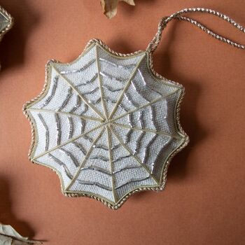 Irish Linen Spider’s Web Halloween Christmas Decoration, 3 of 7