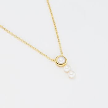 Triple Freshwater Pearl 18k Gold Plated Necklace, 2 of 3
