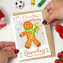 Personalised Gingerbread Man Football Christmas Card, thumbnail 1 of 6