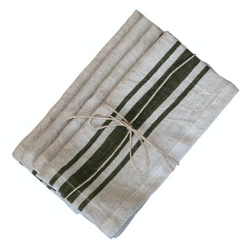 Set Of Four Olive Grain Sack Stripe Napkins, 3 of 3