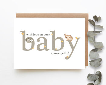 Personalised Baby Shower Card Sleeping Animals, 2 of 4