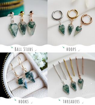 Moss Agate Dangle Earrings, 4 of 11