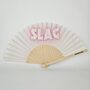 Handheld Slag In Pink Folding Fan, thumbnail 2 of 3