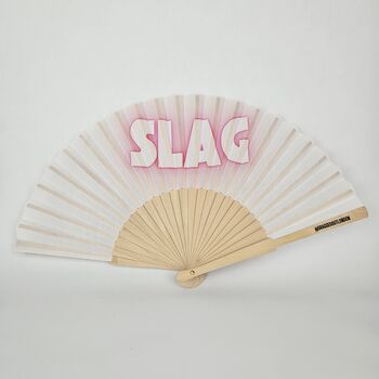 Handheld Slag In Pink Folding Fan, 2 of 3