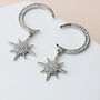Sparkly Crescent Moon And Star Dangle Stud Earrings, thumbnail 2 of 7