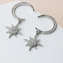 Sparkly Crescent Moon And Star Dangle Stud Earrings, thumbnail 1 of 7