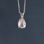 Sterling Silver Genuine Rose Quartz Pear Cut Necklace, thumbnail 7 of 12