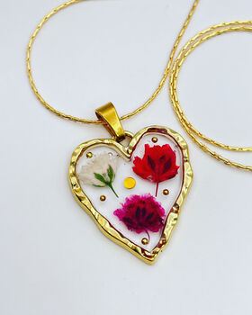 Real Gypsophila Heart Pendant Necklace Hand Made, 2 of 9