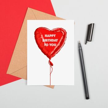 Large Size Heart Balloon Birthday Card, 2 of 2
