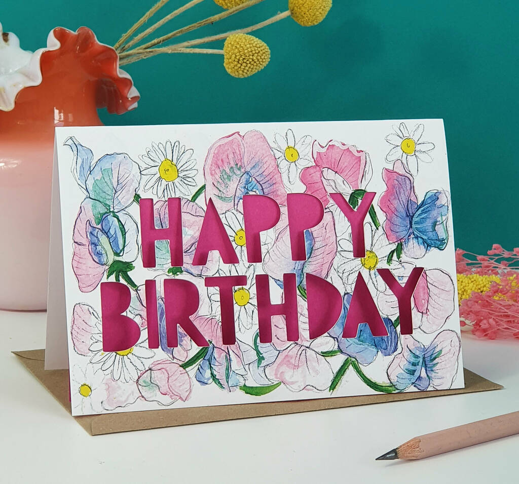 April Birth Flower Paper Cut Birthday Card, 1 of 4