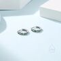 Emerald Green Marquise Cz Huggie Hoop Sterling Silver, thumbnail 5 of 12