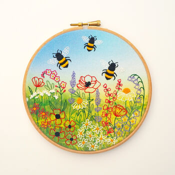 Bees And Wildflower Meadow Embroidery Kit, 5 of 9