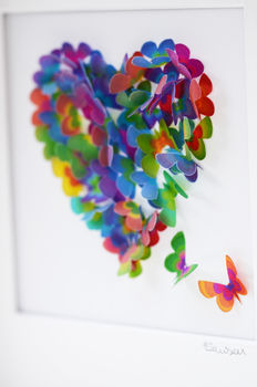 Framed Handmade 3D Colourful Butterfly Heart, 4 of 7
