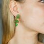 Small Green Intricate Floral Colourful Boho Jhumkis, thumbnail 1 of 10