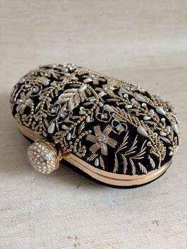 Black Handcrafted Pearl Clutch Bag, 12 of 12