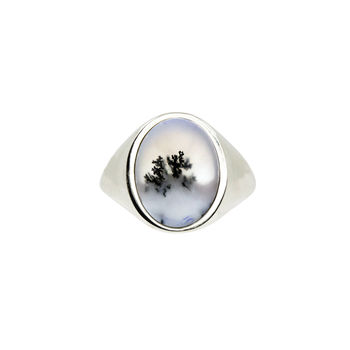 Snow Agate Signet Ring Silver/Gold, 5 of 12