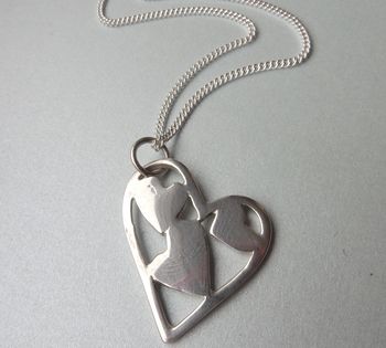 Silver Patchwork Heart Trio Pendant And Chain, 3 of 4
