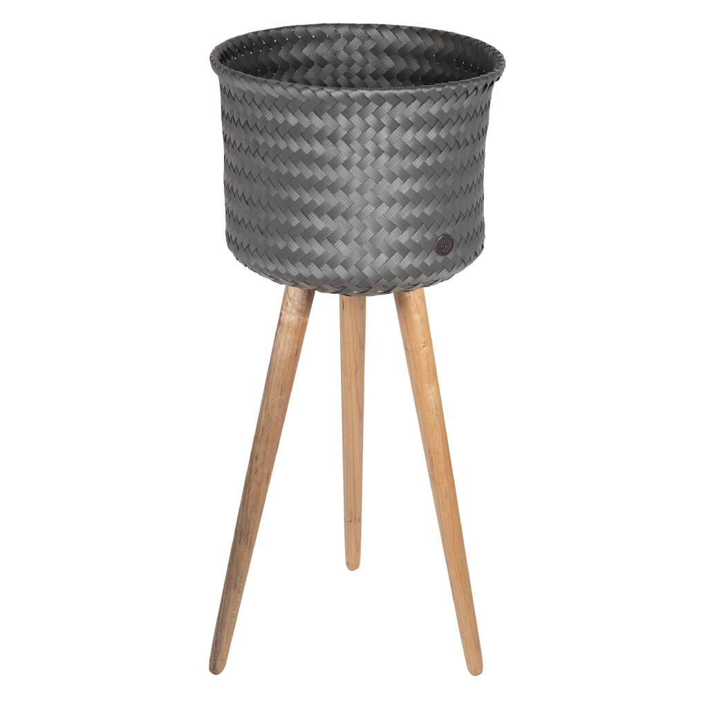 Handwoven Basket Planter With Wooden Feet By Posh Totty Designs