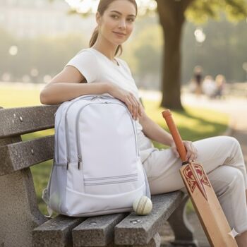 Personalised T20 White Cricket Backpack, 5 of 10