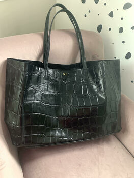 Personalised Real Leather Tote Bag Croc Print, 9 of 12