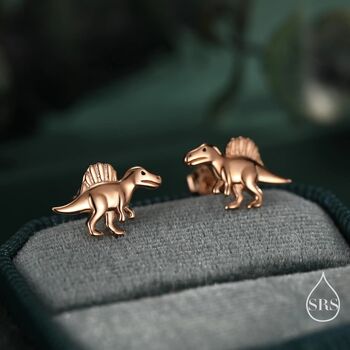 Sterling Silver Spinosaurus Dinosaur Stud Earrings, 3 of 12